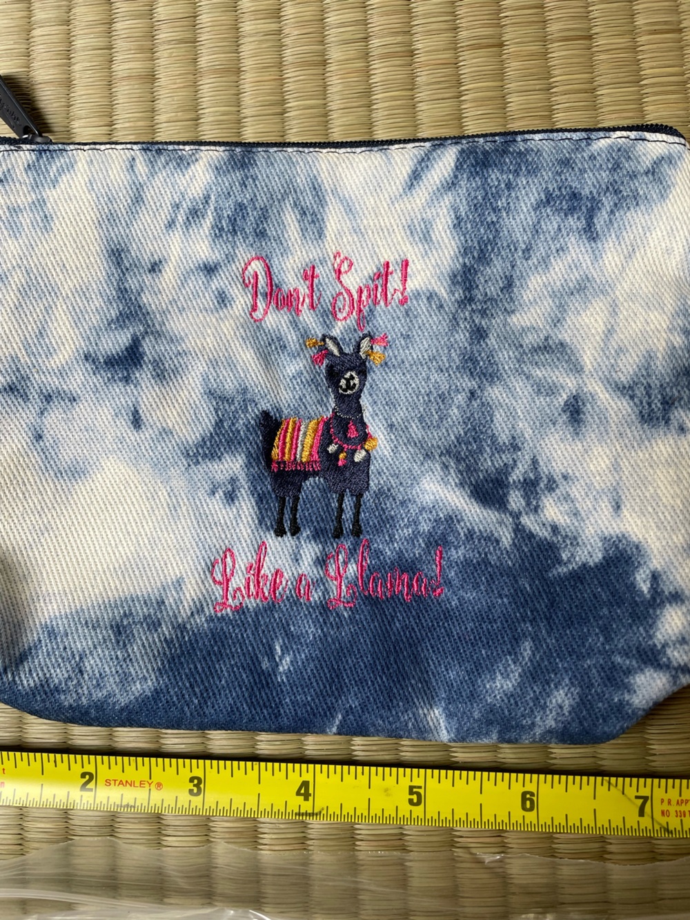 thirty-one Blue Tie-Dye Llama Embroidered Mini Bag
